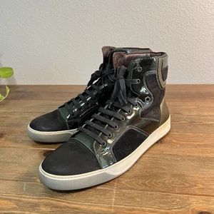 Lanvin Paris Herren Wildleder Leder Turnschuhe Schuhe Größe 12 Grün Schwarz - Bild 1 von 7