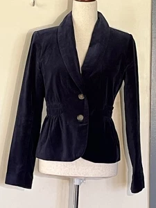 J Crew 100% Baumwolle Blau Samt Blazer Jacke Blau Damen Größe 2 - Bild 1 von 10