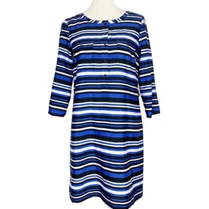 Gap Outlet Blue Dress Women's Size XS Striped Half Roll Tab Sleeve  - Picture 1 of 7