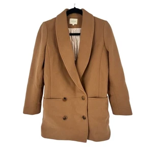 Sézane Paris James Wollmischung Zweireiher Mantel Jacke Gr. 4 Camel Oversize - Bild 1 von 15