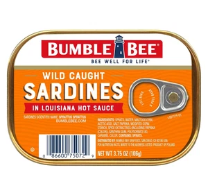 Sardines in Louisiana Hot Sauce, 3.75 Oz Tin - Wild Caught, Gluten Free, Keto, K - Picture 1 of 12