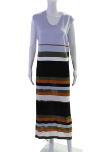 Agua Bendita Womens Multicolor Striped Open Knit Scoop Neck Maxi Dress Size L - Picture 1 of 5
