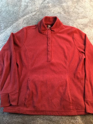 REI кооперативный пуловер женщин L 1/4 Snap малиновый красный логотип длинным рукавом теплый удобный - Изображение 1 из 4