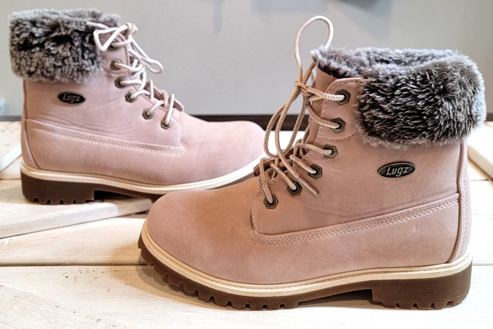 Lugz Empire Hi Faux-Fur Water Resistant Lace Up Boots sz 8 Soft Rose Pink Tan - Image 1 of 4
