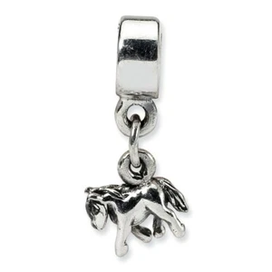 Pony Dangle Kids Bead .925 Sterling Silver Antique Finish Reflection Beads - Picture 1 of 3
