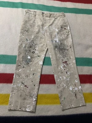 Pantalones chinos caqui desgastados salpicaduras pintura pintor años 70 80 vintage talla 36x28,5 Foto 1 de 4