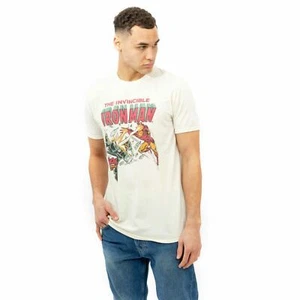 Official Marvel Mens Iron Man Blast T-shirt Natural S - XXL - Picture 1 of 6