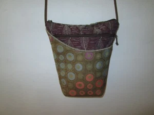 MARUCA City Girl Crossbody Purse Geometric Circles + Leaf Print Brown Multi - Picture 1 of 5