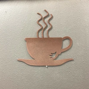 Coffee Cup Metal Wall Art Skilwerx Colors 8 x 7 Coffee shop House caffeine Sign - Picture 1 of 22