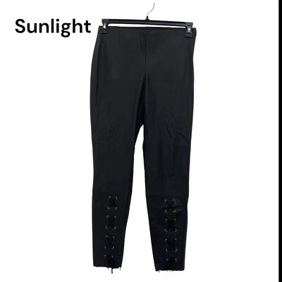 Leggings Zara Basic Negro Imitación Cuero Tobillo Con Cordones Mujer Talla M Cierre con Cremallera Foto 1 de 4