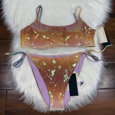 Gianni Bini Dannijo Large / XL Sequin Frankie Top Jayla Bikini Bottom Swimsuit - Image 1 of 4