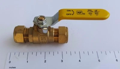 1 PIECE 1/2" COMPRESSION BALL VALVE, LEAD FREE BRASS, 600 PSI WOG, FULL PORT - Image 1 of 4