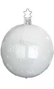 Bola de vidrio Inge caída nieve 8 cm perla blanca 20953T008 alemana NUEVA con caja de regalo gratuita - Imagen 1 de 2