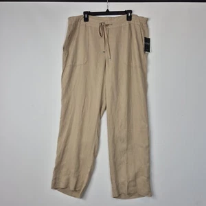 Lauren Ralph Lauren Women's Linen Wide Leg Pants Size 14 W Tan (57) - Picture 1 of 15
