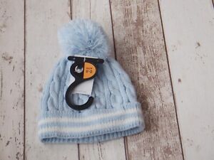 BNWT Cute Baby Boy Cable Knit Bobble Hat - Matalan (0 - 6 months)