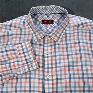 Johnston & Murphy XC4 Shirt Mens XXXL 3XL White Blue Gingham Check Flip Cuff - Picture 1 of 10