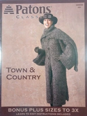 Patons Classics TOWN and COUNTRY Knitting Book Patterns Sized Extra Small to 3XL - Image 1 of 4