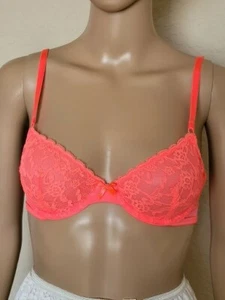 Victoria’s Secret Bra Unlined Demi coral Lace Underwire size 32C - Picture 1 of 6