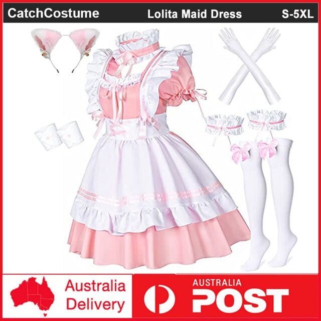 Kawaii Lolita Anime empregada roupa Rosa Azul cosplay empregada roupa  Lolita saia traje bonito japonês traje cosplay anime roupa