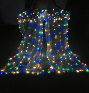 Adults Colorful Rechargeable  Fairy LED Belly Dance 2PC  SILK FANS VEILS  U.S.A - Picture 1 of 2