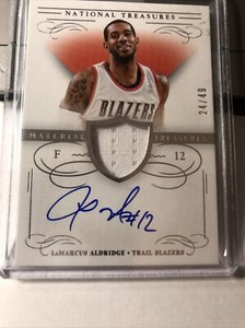 LaMarcus Aldridge 2013/14 panini National Treasures auto Game Worn Material /49