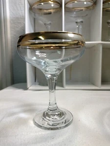 6 Vintage Pasabahce Executive Gold Collection Champagne Glass - Picture 1 of 11