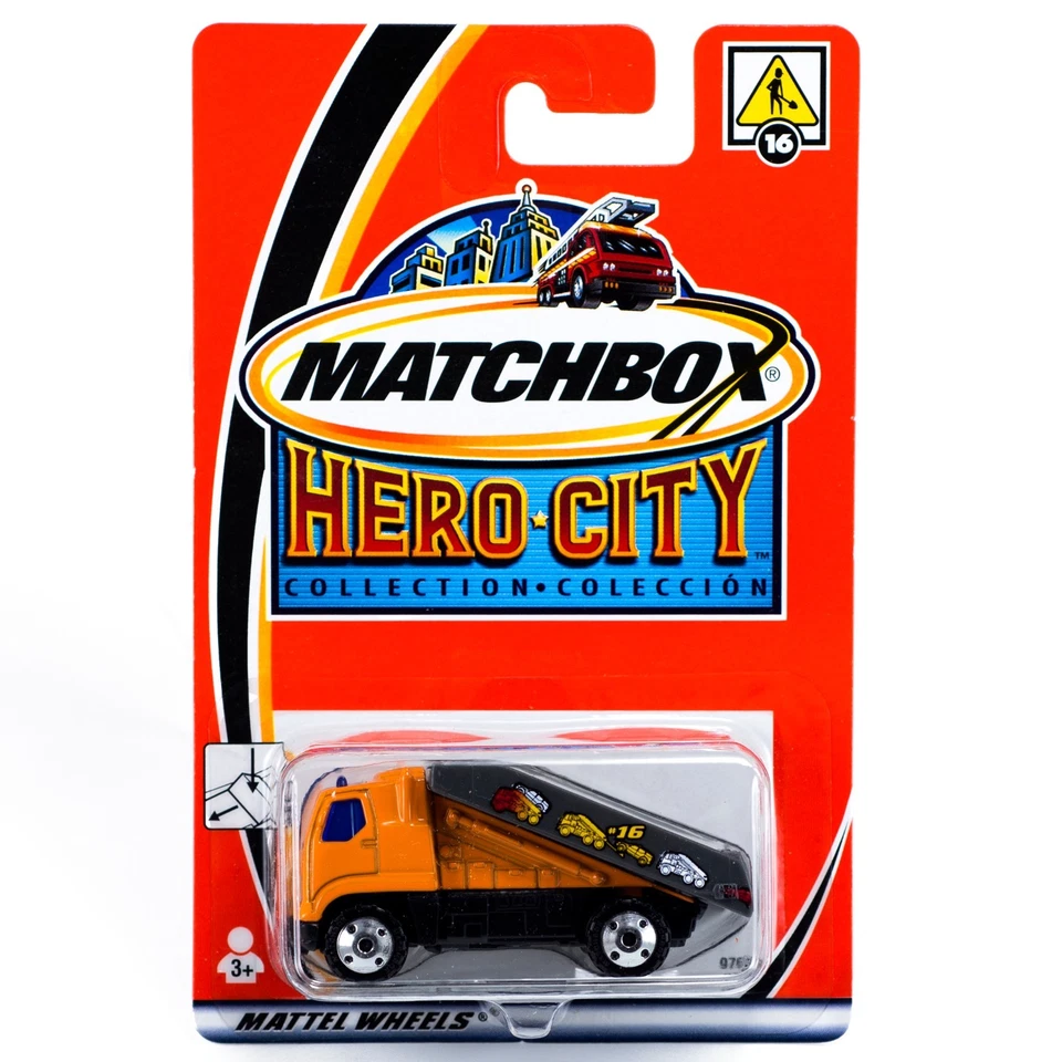 Matchbox Hero City #16 Car Carrier Truck Orange 2003 New On Card - Image 1 of 1