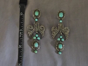 Turquoise Marcasite Fashion Earrings (EUC) - Picture 1 of 2