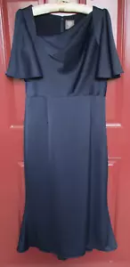 Vince Camuto Formal Talla 12 Azul Marino Escote Drapeado Mangas Alineadas Forradas Usado en Excelente Condición - Imagen 1 de 6