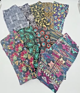 (10) LULAROE TALL & CURVY LEGGINGS BLACK & GRAY WITH STRIPES, FLOWERS, DESIGNS - Picture 1 of 23