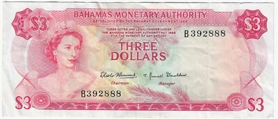 Bahamas 1968 3 Dollars P28a Circulated - Image 1 of 2