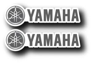 2X YAMAHA GREY DECAL STICKER USA MADE TRUCK VEHICLE FISHING BOATS MOTOR BASS CAR - Picture 1 of 4