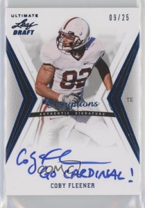 2012 Ultimate Leaf Draft Blue Inscriptions /25 Coby Fleener #CF1 Rookie Auto RC