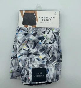 American Eagle Men's Satin 4" Pocket Boxers Size Medium (32-34) Diamond Print - Picture 1 of 1