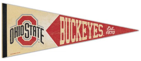 OHIO STATE BUCKEYES Retro-1950s-Style NCAA Premium Felt Collectors PENNANT Cover