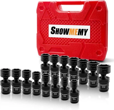 15 PCS 3/8" Drive Impact Universal Joint Socket Set, 6 Points, Shallow Swivel So - Image 1 of 4