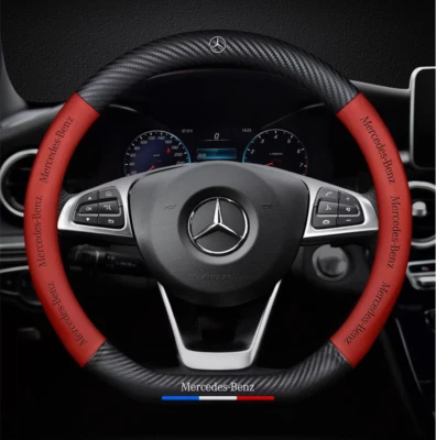 15"PU Leather+Carbon fiber Steering Wheel Cover For Mercedes Benz R-S-Class - Image 1 of 4