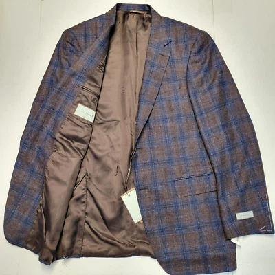 $1758 Chaqueta Deportiva CANALI Check Lana LINO SEDA HOMBRES 44 L UE 54 Marrón Azul A CUADROS Foto 1 de 4