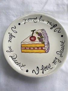 Milson and Louis Decorative Hand-Painted Love My Dessert Cake Plate 7.75" - Picture 1 of 5
