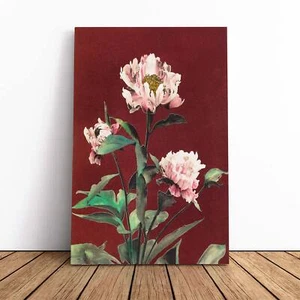 Pink Peonies Flowers Floral Asian Kazumasa Ogawa Canvas Wall Art Print Framed - Picture 1 of 7