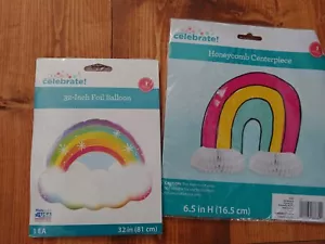 Rainbow on Bed of Clouds 32" Foil Balloon With Bonus table decoration. - Picture 1 of 2