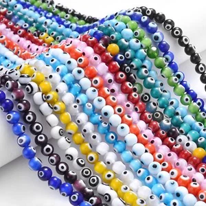 4/6/8mm Evil Eye Lampwork Millefiori Glass Round Loose Beads for Jewelry Making - Picture 1 of 40