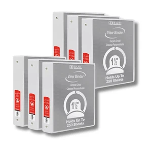 BAZIC Binder 1.5 Inch 3-Ring View w/2-Pockets, White (Bundle of 6) - Picture 1 of 2