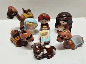 Statuine presepe simpatiche set 8 pezzi ceramica non marcata - Foto 1 di 22