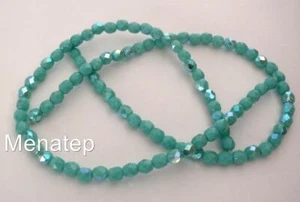 50 4 mm Czech Glass Firepolish Beads: Turquoise AB - Picture 1 of 1