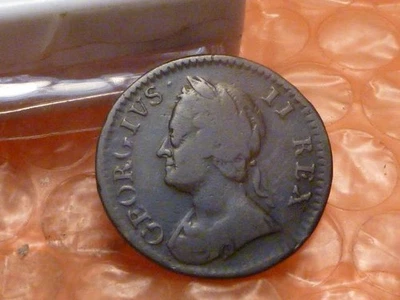 Original 1754 George II Colonial Farthing Type II Old Bust #2 - Image 1 of 3