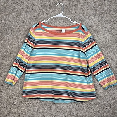 Westbound Multicolor Striped Cotton 3/4 Sleeve Pullover Top Size XXL - Image 1 of 4