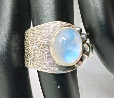 Anillo de Regalo Plata de Ley Piedra Lunar 925 Talla 8.5 Arco Iris Joyería Único De Colección  Foto 1 de 4
