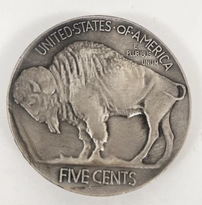 VTG BUFFALO HEAD NICKEL Coin Shaped Belt Buckle Indiana Metal Craft IMC - Image 1 of 4