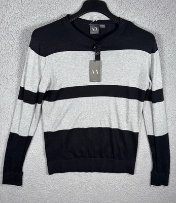 Armani Exchange Sweater Mens Medium Striped Henley Knit Lightweight NWT MSRP $88 - Image 1 of 4